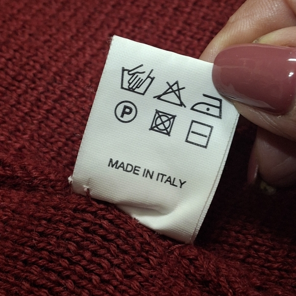 Cocogio Open-Front Sleeveless Pocket Merino Wool Maroon Long Vest Sweater Medium - Picture 16 of 16